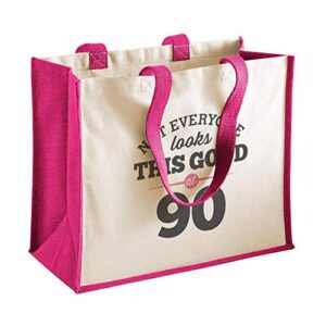 d design invent print! 90th birthday keepsake gift bag for women 90 novelty shopping tote ninety