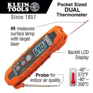 Klein Tools IR07 Dual Infrared (IR) and Probe Pocket Size LCD Digital Thermometer