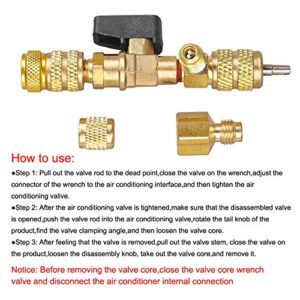 T6 Valve Core Remover/Installer with Dual Size SAE 1/4 & 5/16 Port Air Conditioning Line Repair Tools for HVAC R32 R410A