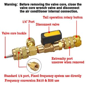 T6 Valve Core Remover/Installer with Dual Size SAE 1/4 & 5/16 Port Air Conditioning Line Repair Tools for HVAC R32 R410A