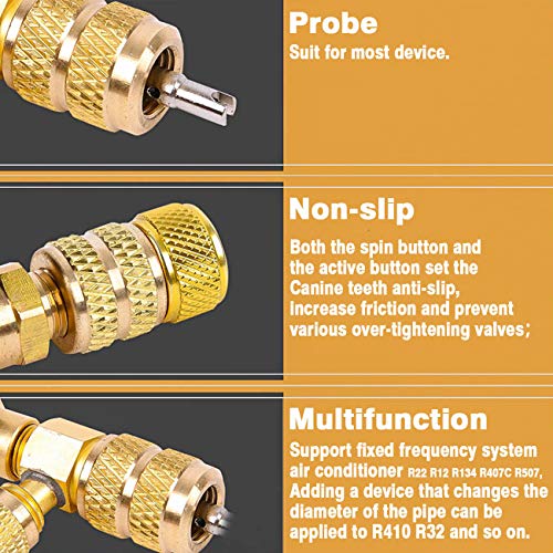 T6 Valve Core Remover/Installer with Dual Size SAE 1/4 & 5/16 Port Air Conditioning Line Repair Tools for HVAC R32 R410A