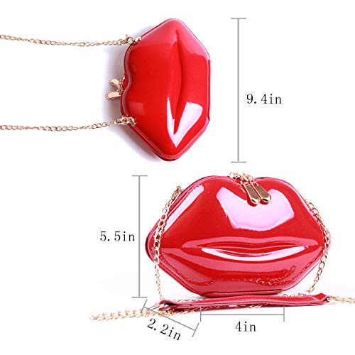 SUKUTU Patent Leather Lip Purse Box Clutch Lip Shaped Party Prom Unique Design Purses Womens Evening Clutch for Teen Girls