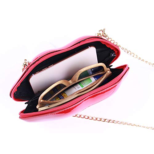 SUKUTU Patent Leather Lip Purse Box Clutch Lip Shaped Party Prom Unique Design Purses Womens Evening Clutch for Teen Girls