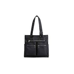 notag nylon shoulder handbags for women waterproof travel tote purses large shopping bags (black)
