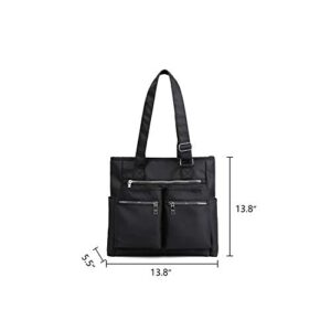 NOTAG Nylon Shoulder Handbags for Women Waterproof Travel Tote Purses Large Shopping Bags (Black)