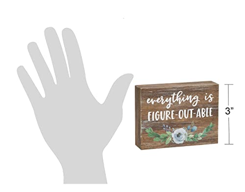 Collins Painting Inspirational Wood Grain Mini Block Sign, 4" (Everything is Figure-Out-able)