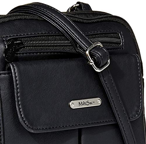 MultiSac womens Zippy Triple Compartment Crossbody Bag Cross Body, Black (Vintage Nappa), One Size US