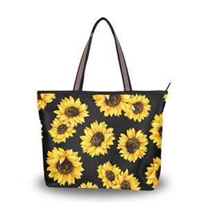 zip tote bag watercolor sunflower women’s handbags shoulder bags satchel purse