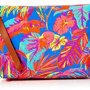 The Holiday Shop London Canvas Clutch Bag Tropical, Multicolour (Blue/Orange/Pink)