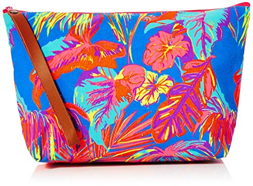 The Holiday Shop London Canvas Clutch Bag Tropical, Multicolour (Blue/Orange/Pink)