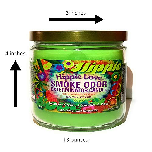 Smoke Odor Exterminator 13 oz Jar Candles Hippie Love, (2) Set of Two Candles.