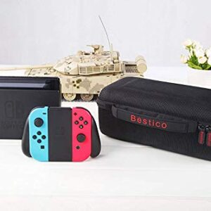 Bestico Carrying Case for Nintendo Switch and Switch OLED Model, Protective Hard Shell Portable Travel Case Pouch for Nintendo Switch Console, AC Adapter, Joy-con Grip, Joy-con Strap and 10 Game Cards