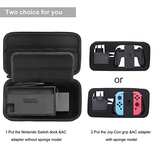 Bestico Carrying Case for Nintendo Switch and Switch OLED Model, Protective Hard Shell Portable Travel Case Pouch for Nintendo Switch Console, AC Adapter, Joy-con Grip, Joy-con Strap and 10 Game Cards