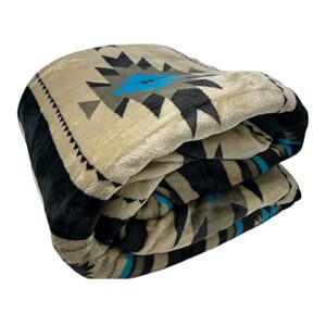 Nu Trendz Signature Southwest Design Sherpa Lined Throw Blanket 50"x 60" (tan)