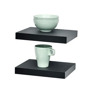 WELLAND Set of 2 Floating Shelves Wall Mounted Shelf, for Home Decor with 8" Deep (Black, 10 inch)
