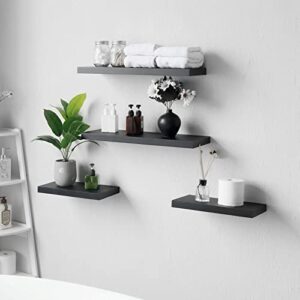 WELLAND Set of 2 Floating Shelves Wall Mounted Shelf, for Home Decor with 8" Deep (Black, 10 inch)