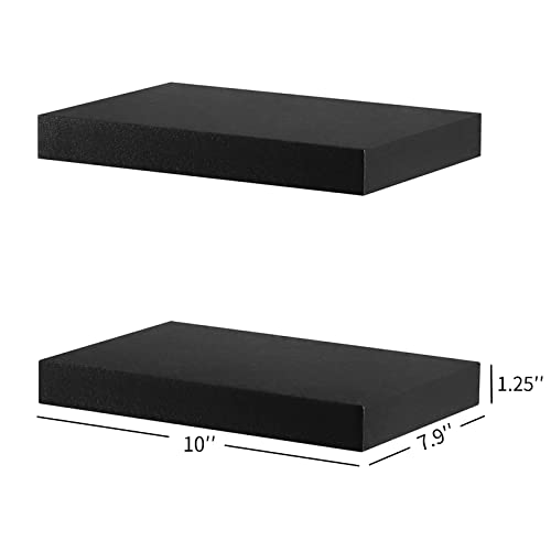 WELLAND Set of 2 Floating Shelves Wall Mounted Shelf, for Home Decor with 8" Deep (Black, 10 inch)