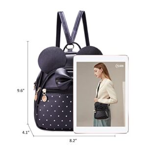 KL928 Girls Mini Backpack Bowknot Polka Dot Cute Small Daypacks Convertible Shoulder Bag Purse for Women