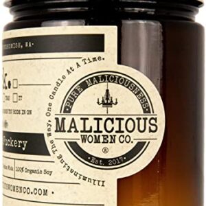 Malicious Women Candle Co - All The Fucks, Oakmoss & Amber Infused with Absolute Fuckery, All-Natural Soy Candle, 9 oz