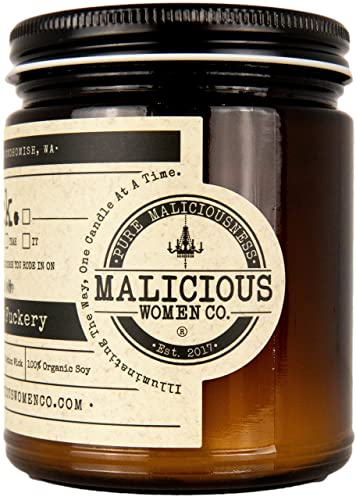 Malicious Women Candle Co - All The Fucks, Oakmoss & Amber Infused with Absolute Fuckery, All-Natural Soy Candle, 9 oz