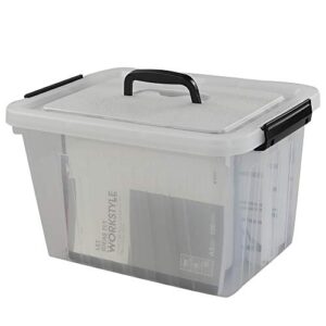 anbers 12 quart clear plastic bin with lid, latching box with handle, set of 1