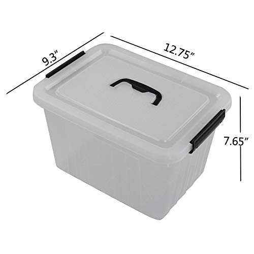 Anbers 12 Quart Clear Plastic Bin with Lid, Latching Box with Handle, Set of 1