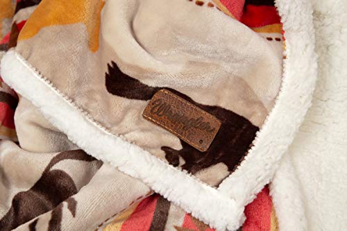 Carstens, Inc Wrangler Running Horse Country Sherpa Fleece Throw Blanket, Brown, One Size