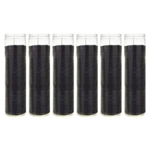 mega candles 6 pcs unscented black 7 day devotional prayer glass container candle, premium wax candles 2 inch x 8 inch, great for sanctuary, vigils, prayers, blessing, religious & more