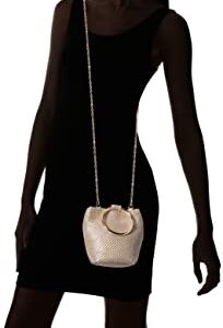 Jessica McClintock womens Jessica Mcclintock Gwen Ball Mesh Ring Wristlet Pouch Clutch Evening Bag, Gold, One Size US