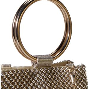 Jessica McClintock womens Jessica Mcclintock Gwen Ball Mesh Ring Wristlet Pouch Clutch Evening Bag, Gold, One Size US