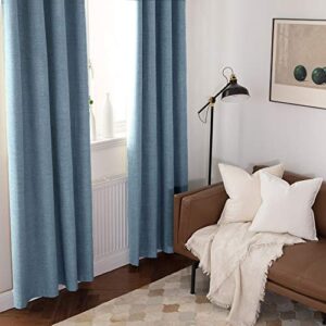 MIULEE Linen Texture Curtains for Bedroom Solid 100% Blackout Thermal Insulated Dusty Blue Curtains Grommet Room Darkening Curtains/Draperies Luxury Decor for Living Room Nursery 52x84 Inch (2 Panels)