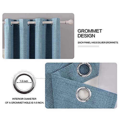 MIULEE Linen Texture Curtains for Bedroom Solid 100% Blackout Thermal Insulated Dusty Blue Curtains Grommet Room Darkening Curtains/Draperies Luxury Decor for Living Room Nursery 52x84 Inch (2 Panels)