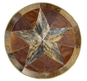 rodeo texas star patch work cowhide rug with linging diameter 40 in (burbon)