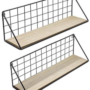 Sorbus® Floating Shelves Wall Mounted Rustic Wood Storage Set for Picture Frames, Collectibles, Decorative Items, Great for Living Room, Office, Bedroom, Bathroom, Kitchen, etc (2-Pack, Natural)