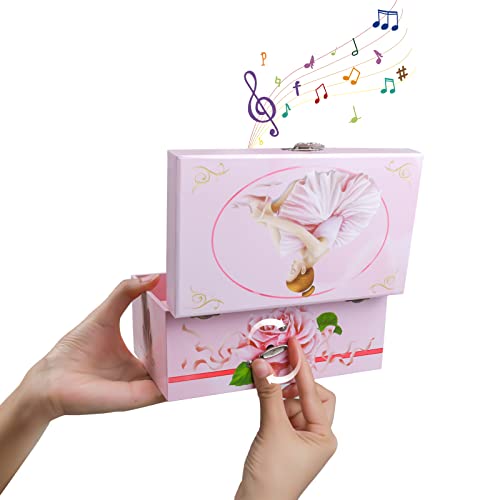 TAOPU Sweet Musical Jewelry Box with Pullout Drawer and dancing Ballerina Girl Figurines Music Box Jewel Storage Case for girls