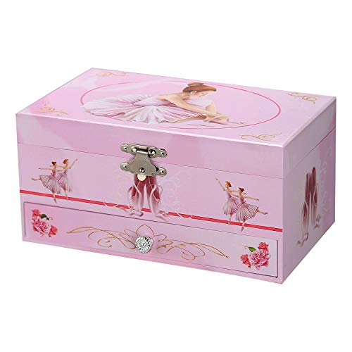 TAOPU Sweet Musical Jewelry Box with Pullout Drawer and dancing Ballerina Girl Figurines Music Box Jewel Storage Case for girls