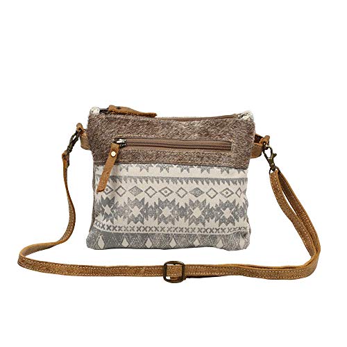 Myra Bag Floral Upcycled Canvas & Cowhide Leather Small Crossbody Bag S-1219