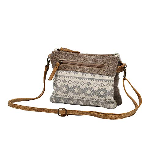 Myra Bag Floral Upcycled Canvas & Cowhide Leather Small Crossbody Bag S-1219