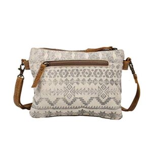 Myra Bag Floral Upcycled Canvas & Cowhide Leather Small Crossbody Bag S-1219