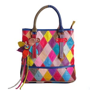 segater® women’s multicolor tote handbag genuine leather color matching design hobo crossbody shoulder bag purses