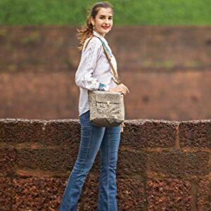 Myra Bag Ormos Upcycled Canvas & Cowhide Leather Shoulder Bag S-1255