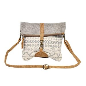 myra bag imbicrate upcycled canvas & cowhide leather small crossbody bag s-1262