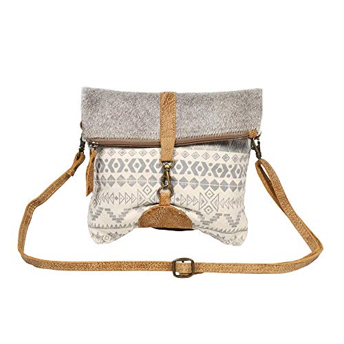 Myra Bag Imbicrate Upcycled Canvas & Cowhide Leather Small Crossbody Bag S-1262