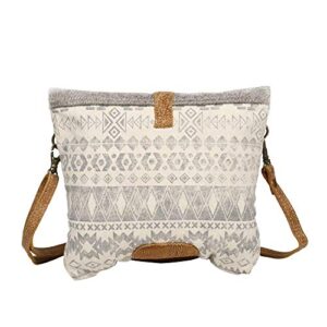 Myra Bag Imbicrate Upcycled Canvas & Cowhide Leather Small Crossbody Bag S-1262