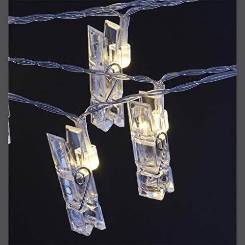 Sterno Home GL42589 LED Battery-Operated Clip String Lights, 10.5 Feet, Warm White Cord