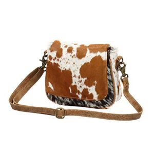 Myra Bag Flap Over Cowhide & Leather Small Crossbody Bag S-1215