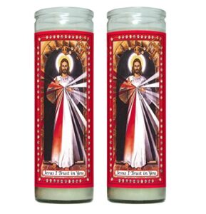 gifts by lulee, llc set of 2 divine mercy prayer candles 2 veladoras de la divina misericordia