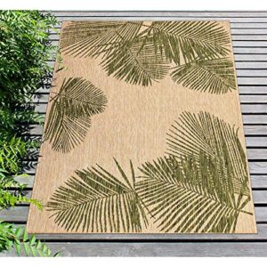 liora manne carmel indoor outdoor rug – nature styled rug, comfortable & durable, power loomed, polypropylene material, uv stabilized, palm green, 3’3″ x 4’11”