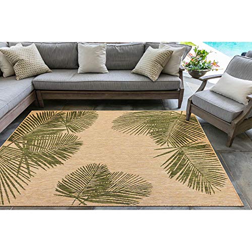Liora Manne Carmel Indoor Outdoor Rug - Nature Styled Rug, Comfortable & Durable, Power Loomed, Polypropylene Material, UV Stabilized, Palm Green, 3'3" x 4'11"