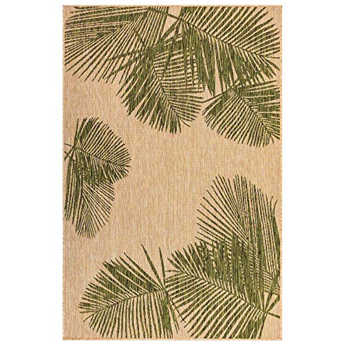 Liora Manne Carmel Indoor Outdoor Rug - Nature Styled Rug, Comfortable & Durable, Power Loomed, Polypropylene Material, UV Stabilized, Palm Green, 3'3" x 4'11"